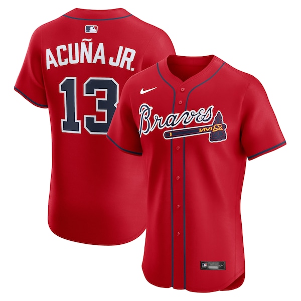 Men's Atlanta Braves Ronald Acu?a Jr. Nike Red Alternate 2 Elite Jersey