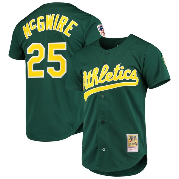 Men's Athletics Mark McGwire Mitchell & Ness Green 1997 Cooperstown Collection Authentic Jersey