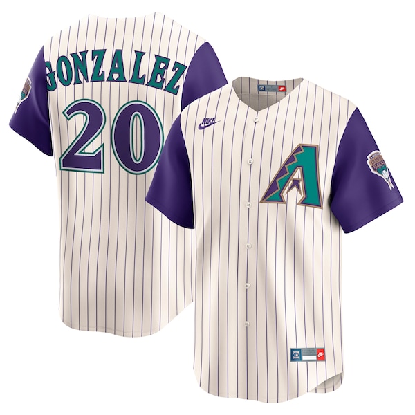 Men's Arizona Diamondbacks Luis Gonzalez Nike Cream Throwback Cooperstown Collection Limited Jersey
