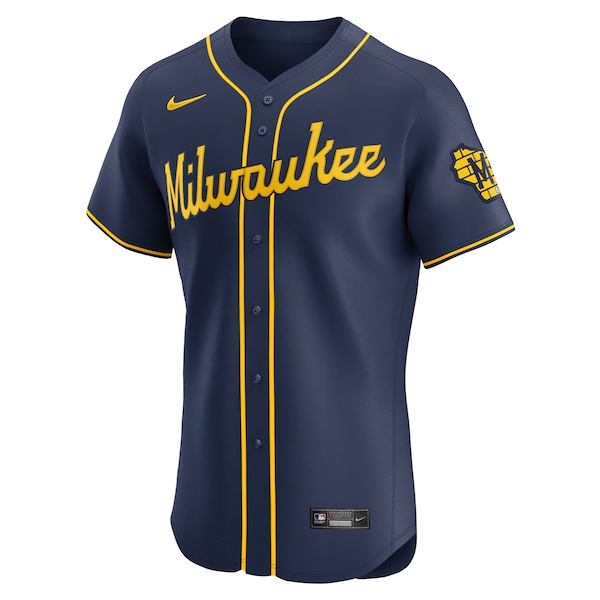 Men's Milwaukee Brewers Nike Navy Alternate Vapor Premier Elite Patch Jersey