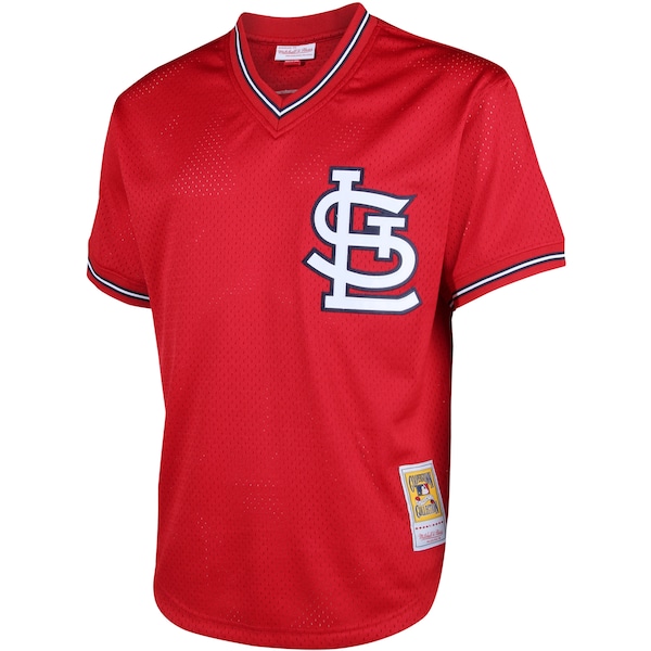 Men's St. Louis Cardinals Ozzie Smith Mitchell & Ness Red Cooperstown Mesh Batting Practice Jersey
