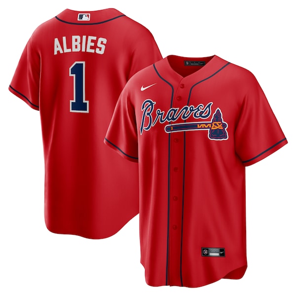 Men's Atlanta Braves Ozzie Albies Nike Red Alternate 2 Replica Jersey