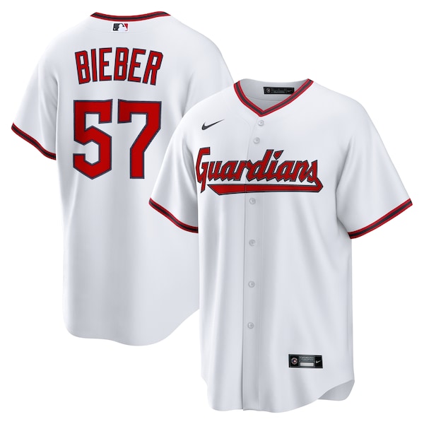 Men's Cleveland Guardians Shane Bieber Nike White Home Replica Jersey