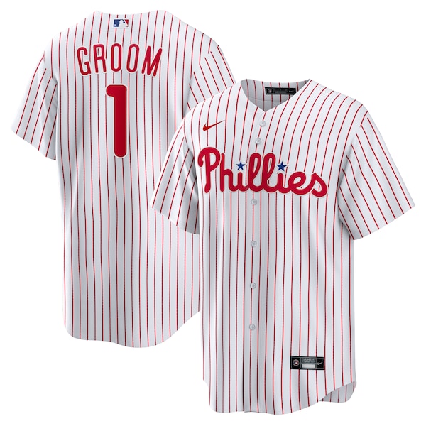 Men's Philadelphia Phillies Nike White #1 Groom Home Replica Jersey