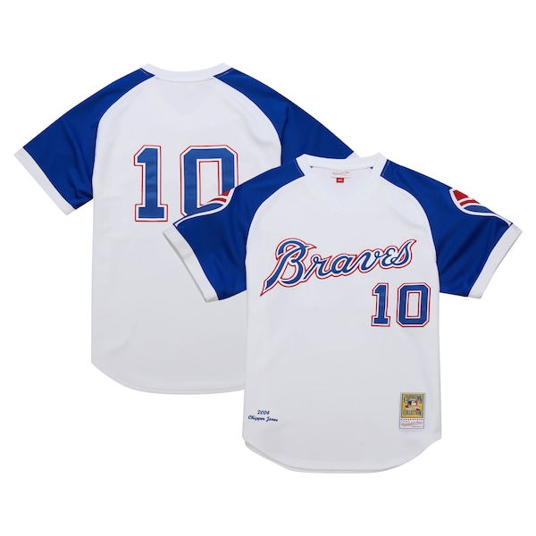 Men's Atlanta Braves Chipper Jones Mitchell & Ness White 2004 Cooperstown Collection Authentic Throwback Jersey