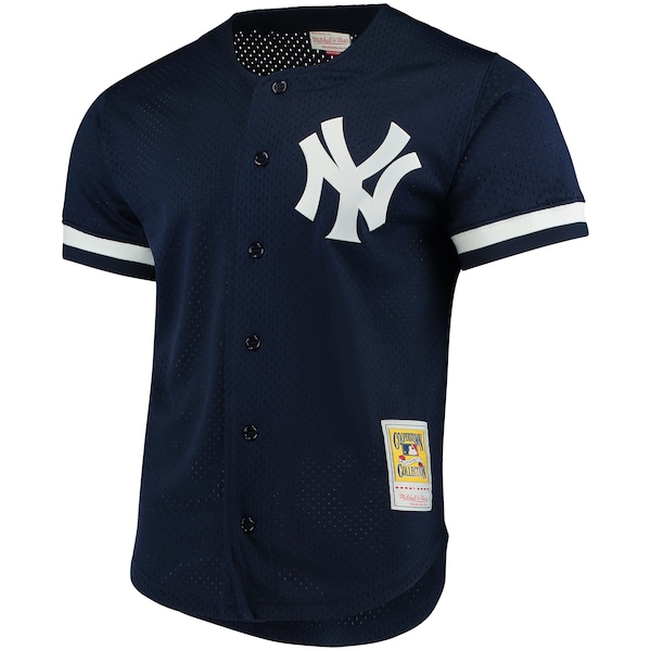 Men's New York Yankees Bernie Williams Mitchell & Ness Navy Cooperstown Collection Mesh Batting Practice Button-Up Jersey