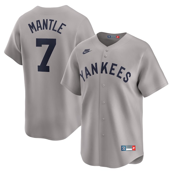 Men's New York Yankees Mickey Mantle Nike Gray Throwback Cooperstown Collection Limited Jersey