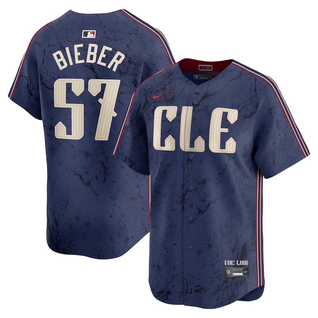 Men's Cleveland Guardians Shane Bieber Nike Navy City Connect Limited Player Jersey