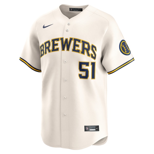Men's Milwaukee Brewers Freddy Peralta Nike Cream Home Limited Player Jersey