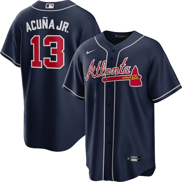 Men's Atlanta Braves Ronald Acu?a Jr. Nike Navy Big & Tall Alternate Replica Player Jersey