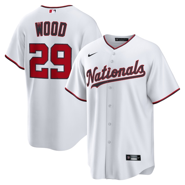 Men's Washington Nationals James Wood Nike White Home Replica Jersey