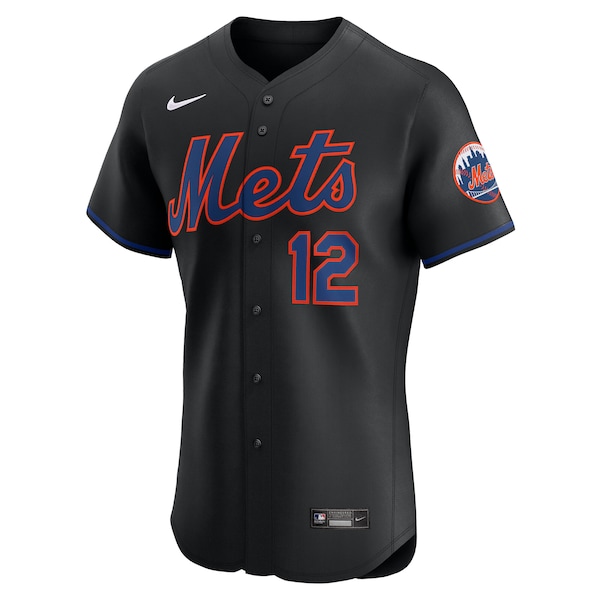 Men's New York Mets Francisco Lindor Nike Black Alternate Elite Jersey