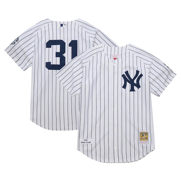 Men's New York Yankees Ichiro Suzuki Mitchell & Ness White 2014 Cooperstown Collection Authentic Throwback Jersey