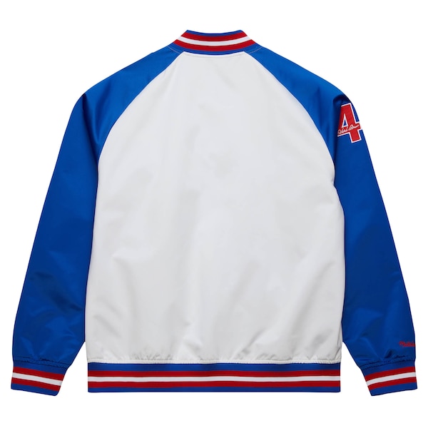 Men's Atlanta Braves Hank Aaron Mitchell & Ness White/Royal Cooperstown Collection Legends Lightweight Satin Raglan Full-Snap Jacket