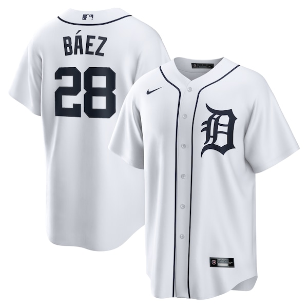Men's Detroit Tigers Javier Baez Nike White Home Replica Player Jersey