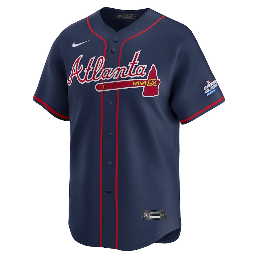Men's Atlanta Braves Ronald Acuna Jr. Nike Navy 2025 MLB Speedway Classic Alternate Limited Player Jersey