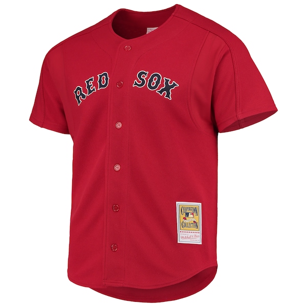Men's Boston Red Sox David Ortiz Mitchell & Ness Red Cooperstown Collection Mesh Batting Practice Button-Up Jersey