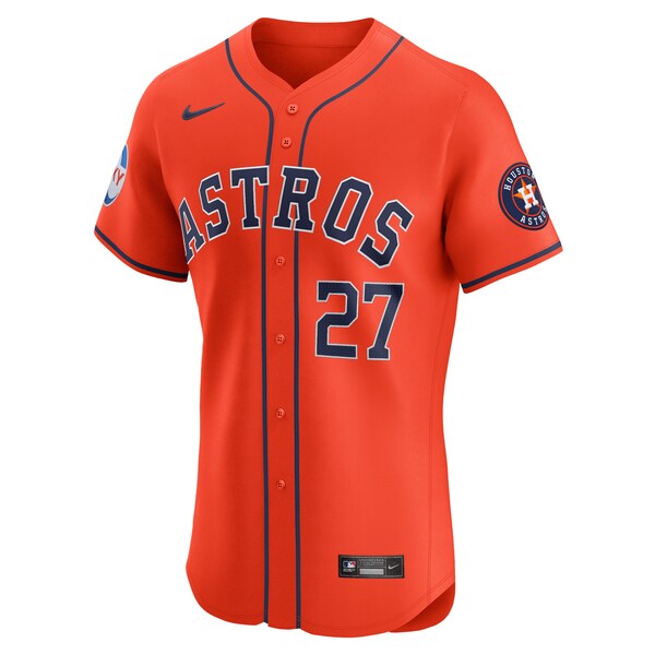 Men's Houston Astros Jose Altuve Nike Orange Alternate Elite Sponsor Patch Player Jersey