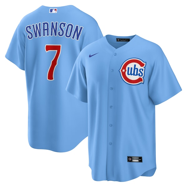 Men's Chicago Cubs Dansby Swanson Nike Light Blue 2nd Alternate Replica Player Jersey