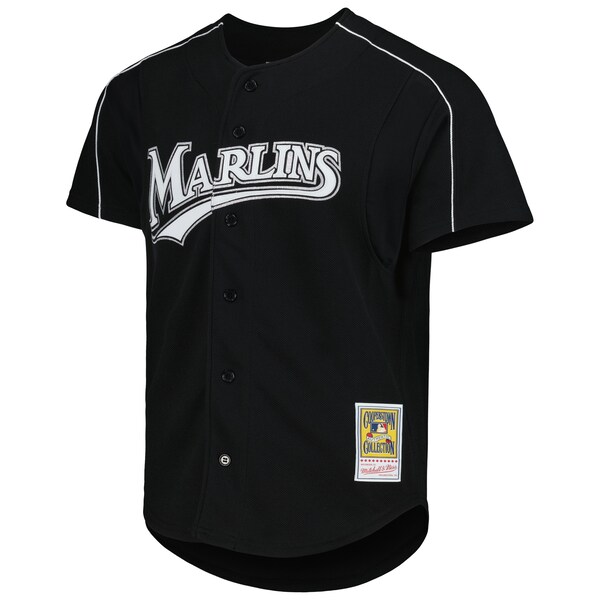 Men's Florida Marlins Dontrelle Willis Mitchell & Ness Black Cooperstown Collection Mesh Batting Practice Button-Up Jersey