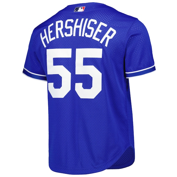 Men's Los Angeles Dodgers Orel Hershiser Mitchell & Ness Royal Cooperstown Collection Mesh Batting Practice Button-Up Jersey