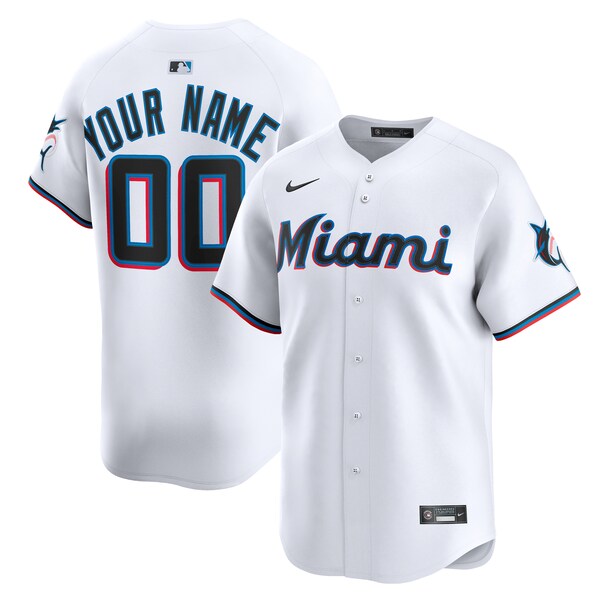 Men's Miami Marlins Nike White Home Limited Custom Jersey