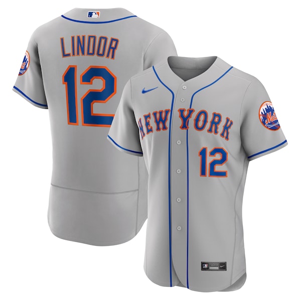 Men's New York Mets Francisco Lindor Nike Gray Road Authentic Player Jersey