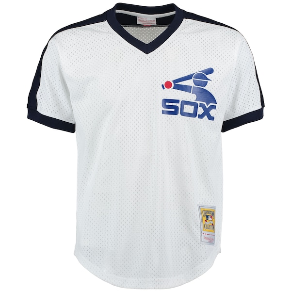 Men's Chicago White Sox Carlton Fisk Mitchell & Ness White Cooperstown Mesh Batting Practice Jersey