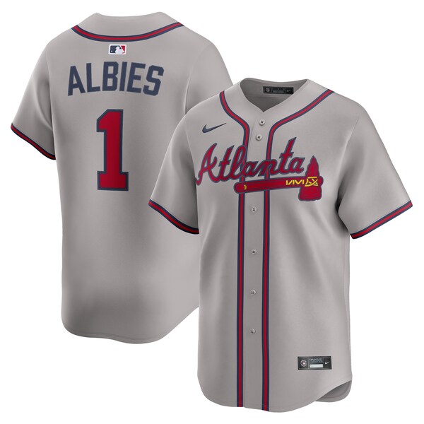 Men's Atlanta Braves Ozzie Albies Nike Gray Road Limited Player Jersey
