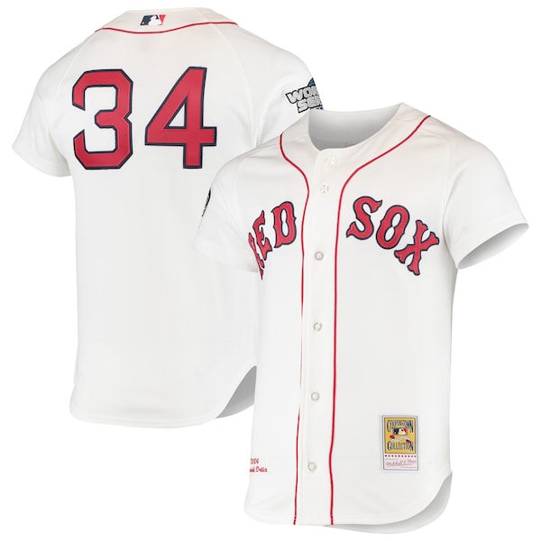 Men's Boston Red Sox David Ortiz Mitchell & Ness White 2004 Cooperstown Collection Home Authentic Jersey