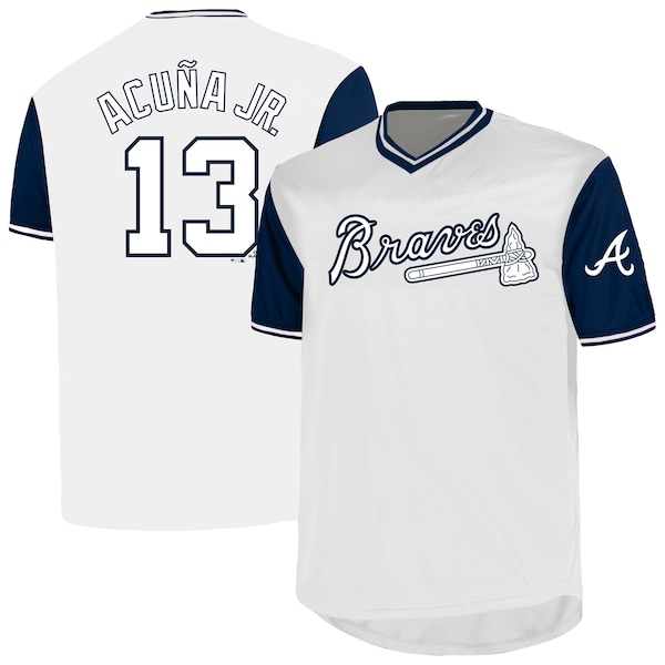 Men's Atlanta Braves Ronald Acu?a Jr. Profile White Big & Tall Name & Number Birdeye V-Neck T-Shirt