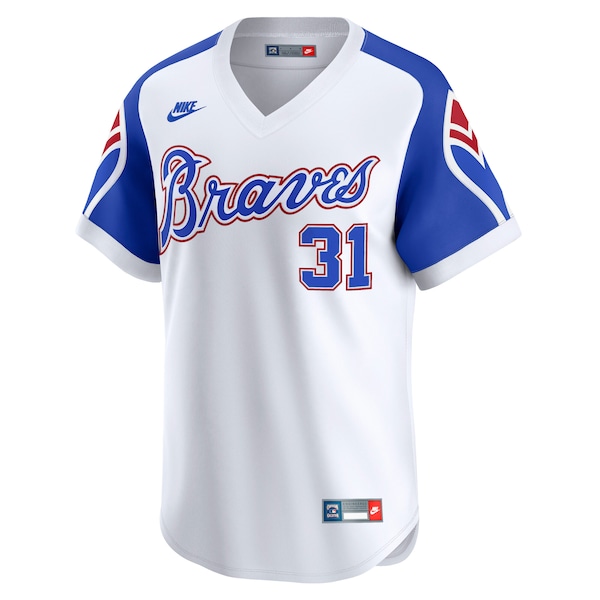 Men's Atlanta Braves Greg Maddux Nike White Throwback Cooperstown Collection Limited Jersey