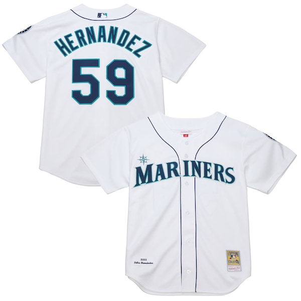 Men's Seattle Mariners Felix Hernandez Mitchell & Ness White Cooperstown Collection Authentic Jersey