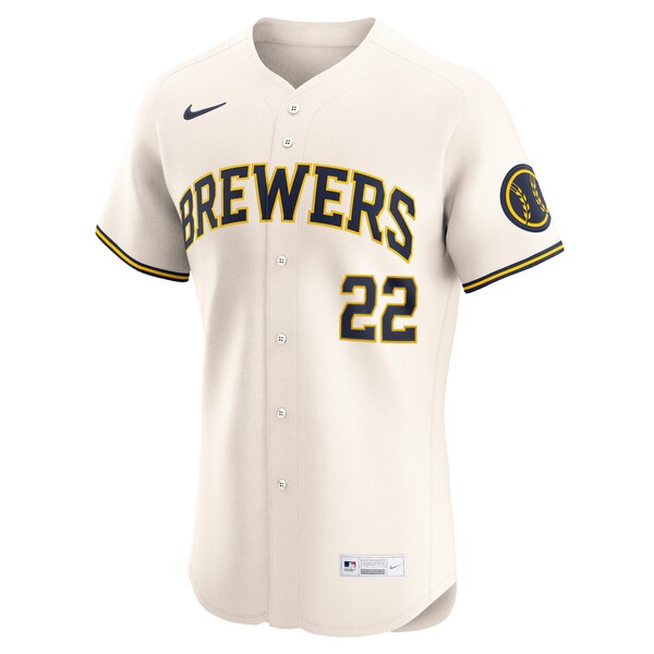 Men's Milwaukee Brewers Christian Yelich Nike Cream Home Elite Player Jersey