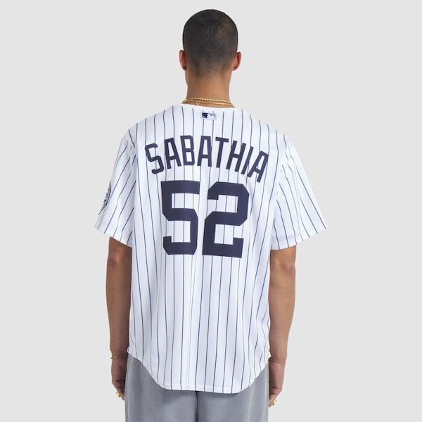 Men's New York Yankees CC Sabathia Nike White 2025 Baseball Hall of Fame Name & Number Retired Replica Jersey