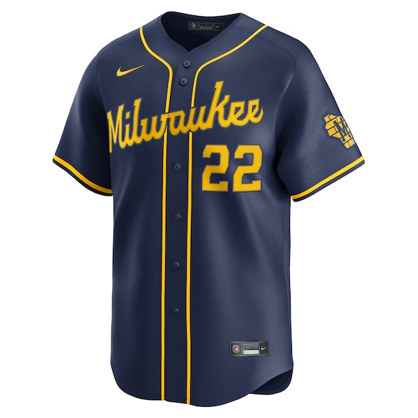 Men's Milwaukee Brewers Christian Yelich Nike Navy Alternate Limited Jersey
