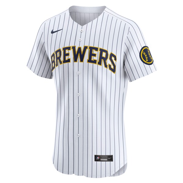 Men's Milwaukee Brewers Nike White Alternate Vapor Premier Elite Patch Jersey