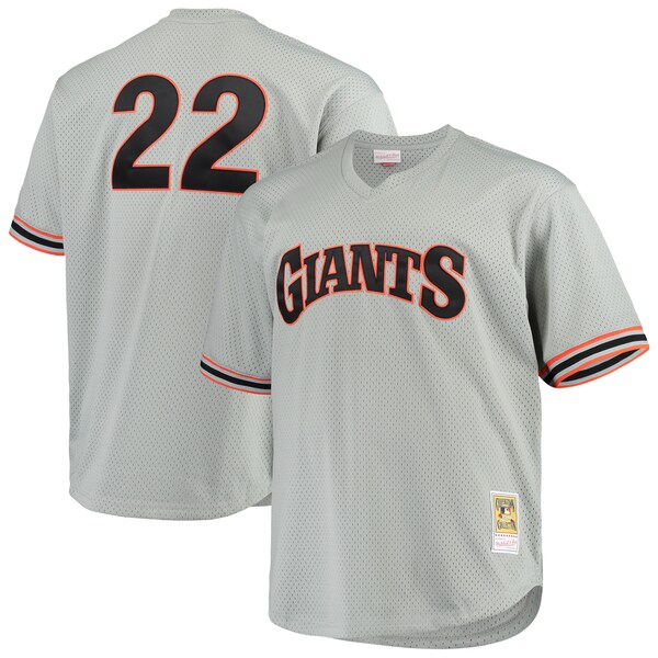 Men's San Francisco Giants Will Clark Mitchell & Ness Gray Big & Tall Cooperstown Collection Mesh Batting Practice Jersey