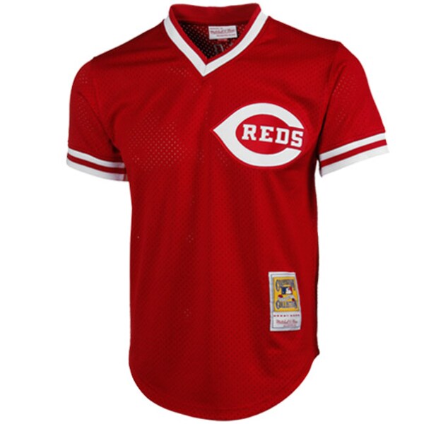 Men's Cincinnati Reds Johnny Bench Mitchell & Ness Red 1983 Authentic Cooperstown Collection Mesh Batting Practice Jersey