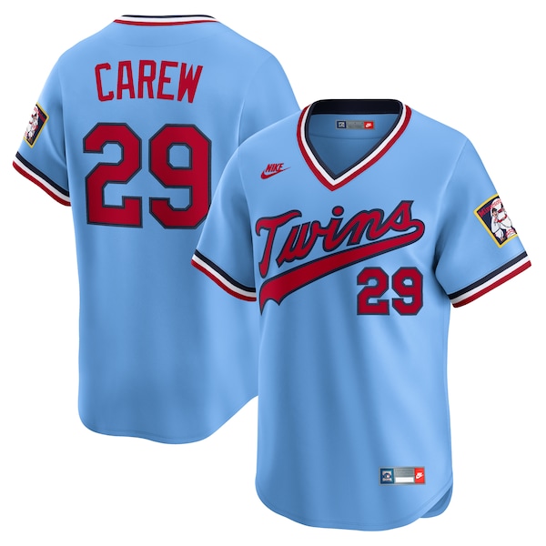 Men's Minnesota Twins Rod Carew Nike Light Blue Throwback Cooperstown Collection Limited Jersey