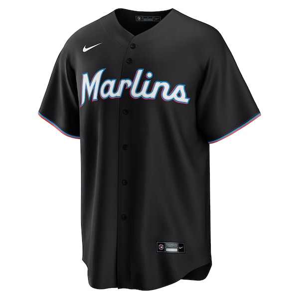 Men's Miami Marlins Nike Black Alternate Custom Replica Jersey