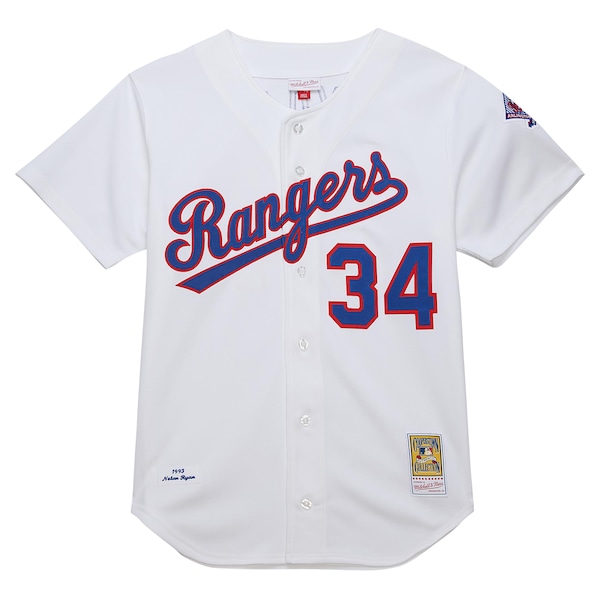 Men's Texas Rangers Nolan Ryan Mitchell & Ness White 1993 Cooperstown Collection Authentic Jersey