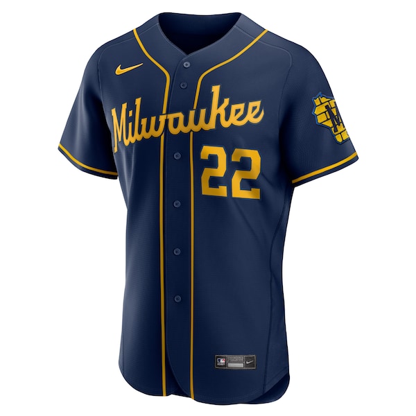 Men's Milwaukee Brewers Christian Yelich Nike Navy Alternate Authentic Player Jersey