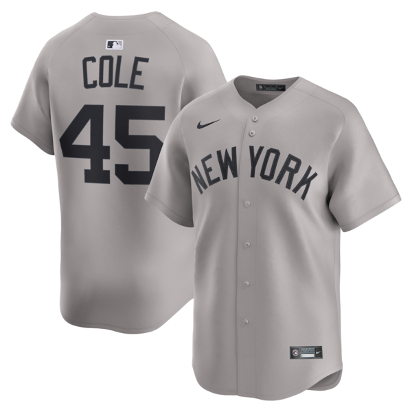 Men's New York Yankees Gerrit Cole Nike Gray Road Limited Player Jersey
