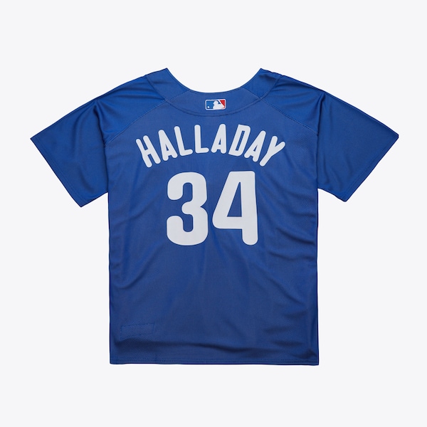 Men's Philadelphia Phillies Roy Halladay Mitchell & Ness Royal 2010 Authentic Batting Practice Pullover Jersey