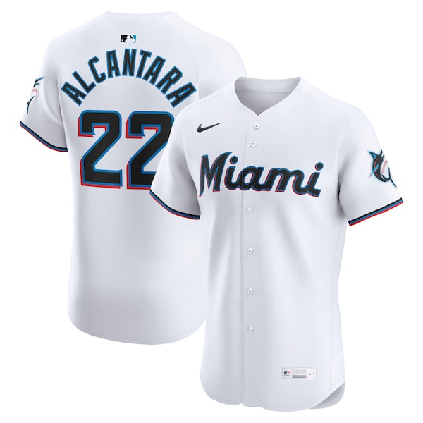 Men's Miami Marlins Sandy Alcantara Nike White Home Elite Jersey