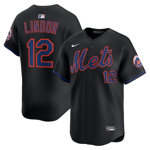 Men's New York Mets Francisco Lindor Nike Black Alternate Limited Jersey