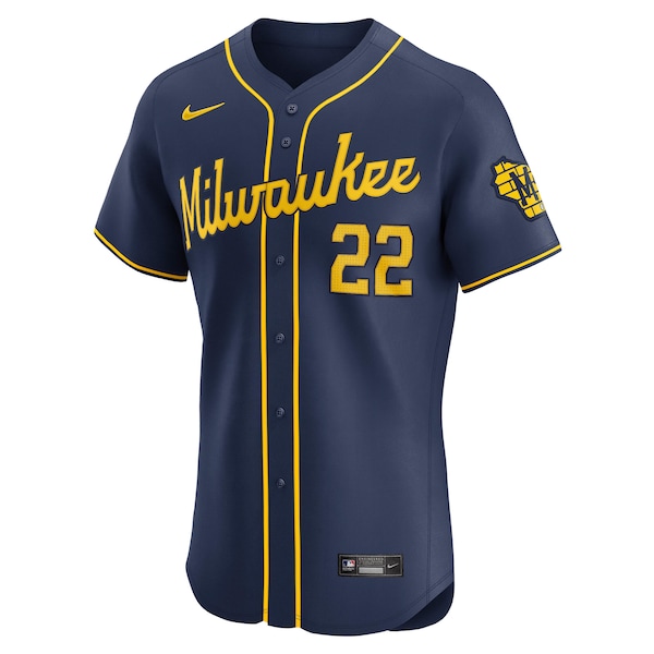 Men's Milwaukee Brewers Christian Yelich Nike Navy Alternate Home Elite Player Jersey