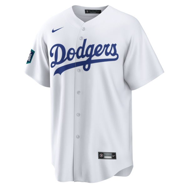 Men's Los Angeles Dodgers Shohei Ohtani Nike White 2024 MLB World Tour Patch Home Replica Jersey