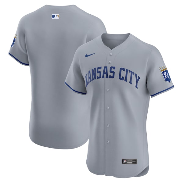 Men's Kansas City Royals Nike Gray Road Vapor Premier Elite Patch Jersey